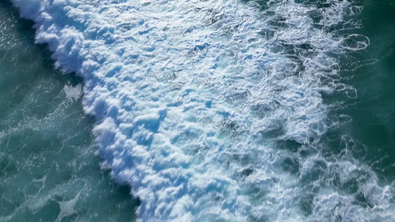 Aerial View Of Ocean Waves At Surfing Spot In Praia de Caion Galicia Spain