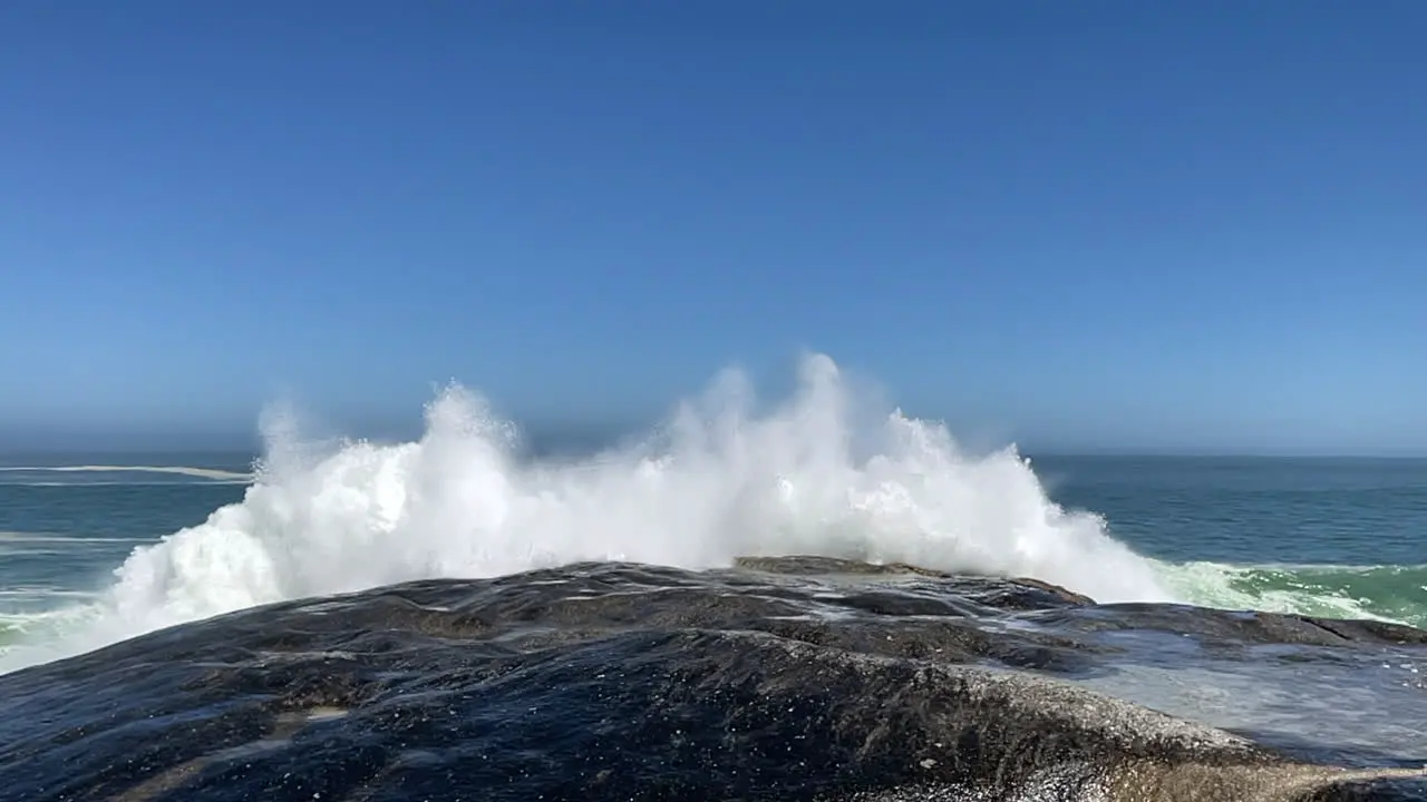 Slow Motion Of Big Waves Crashing On The Shore In Sandy Bay Beach Cape Town South Africa