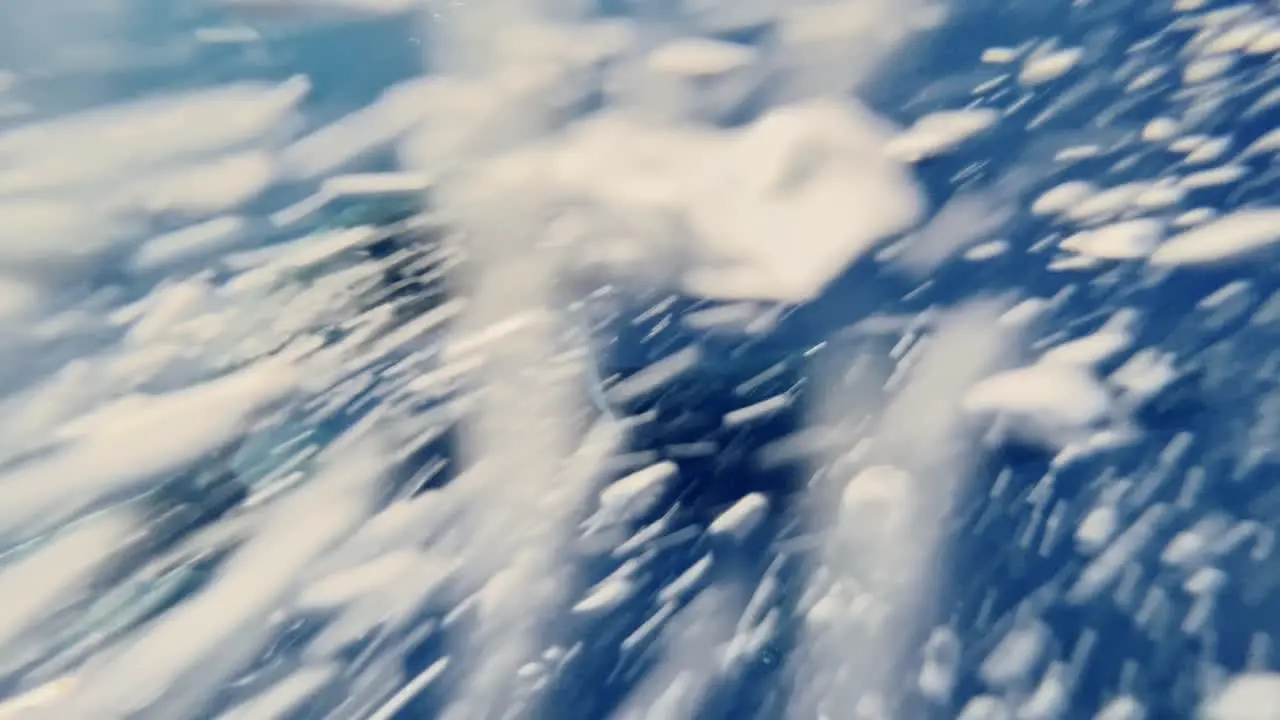 A Humpback Whale Mother and Calf Swimming Under The Deep Blue Sea Underwater Slow motion