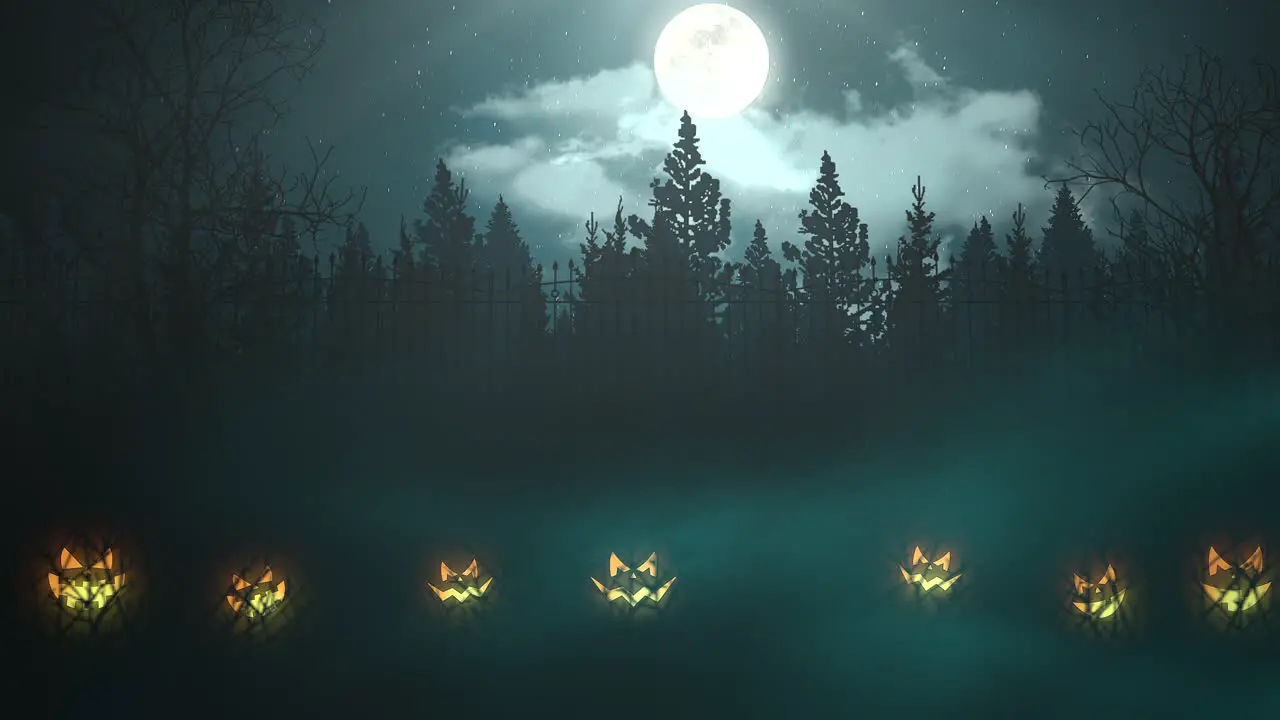 Halloween background animation with the forest and pumpkins abstract backdrop