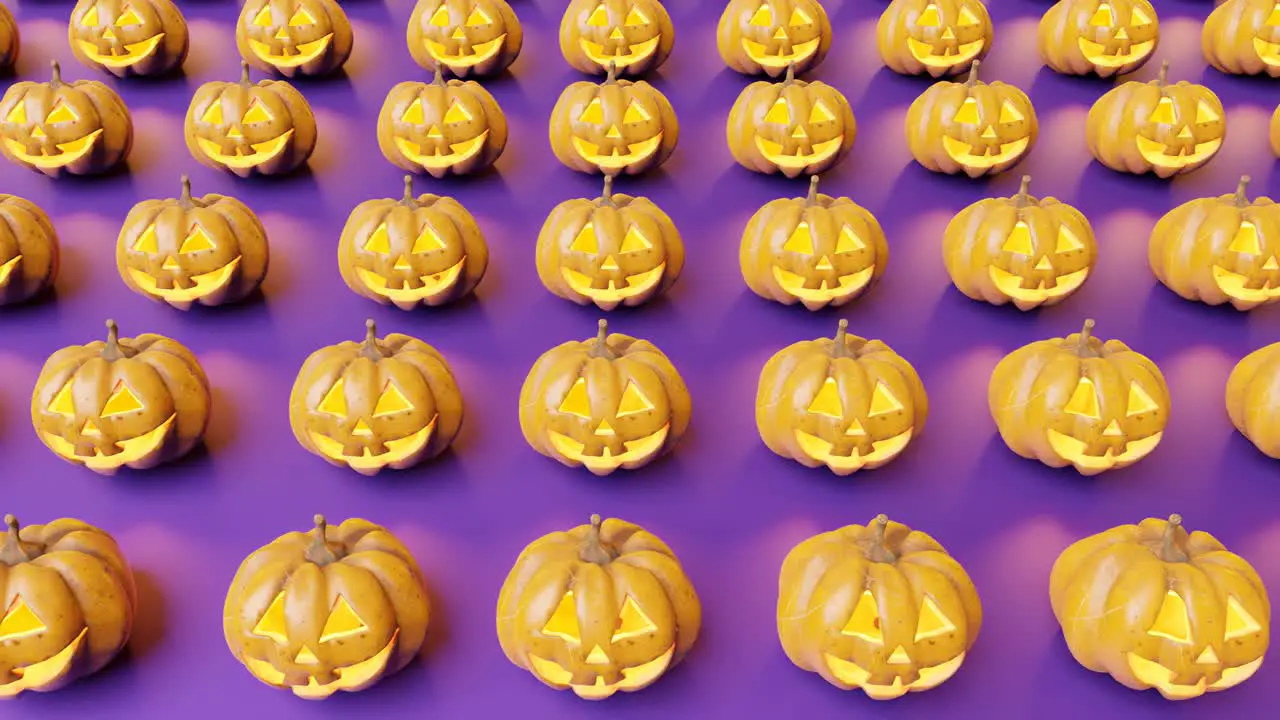 Halloween pumpkin decoration pattern on purple background