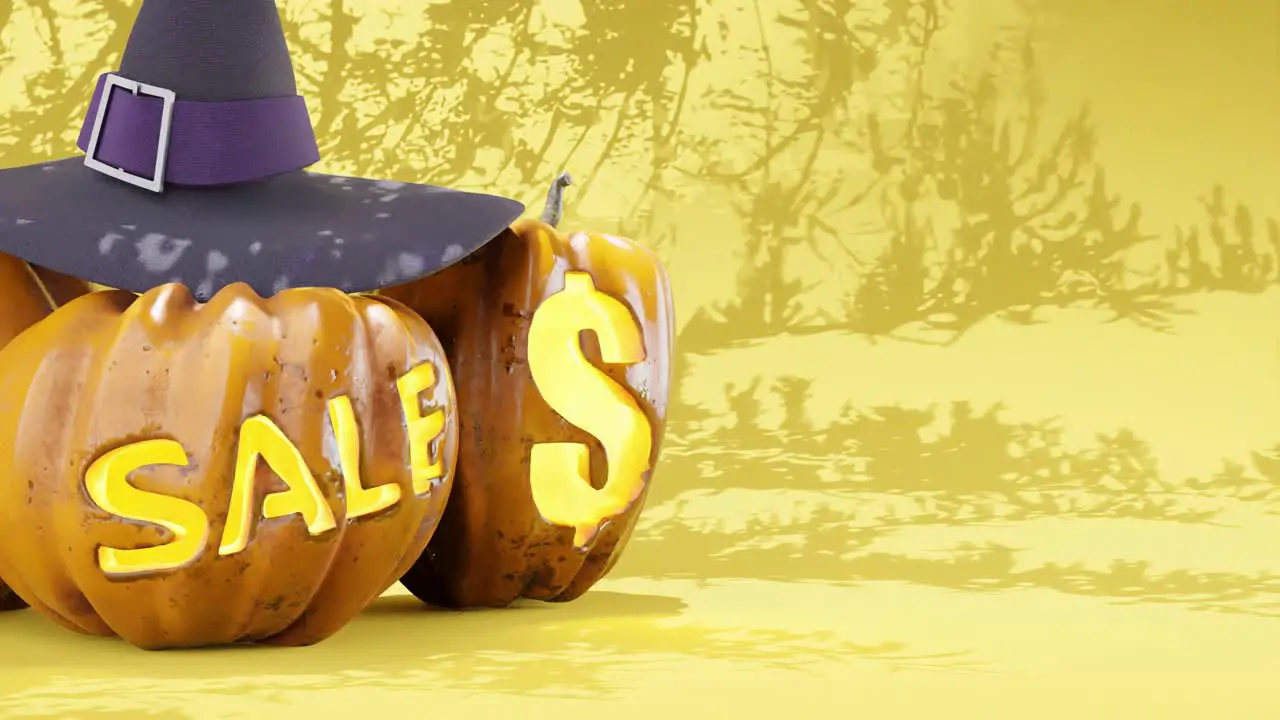 Spooky Halloween Sales Animation Pumpkins Witch Hat