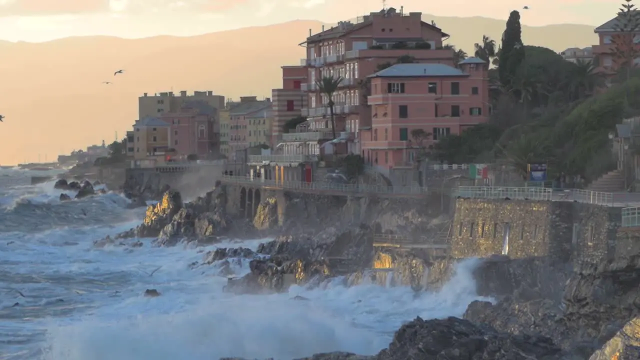 promenade after a storm at sunset in slow motion