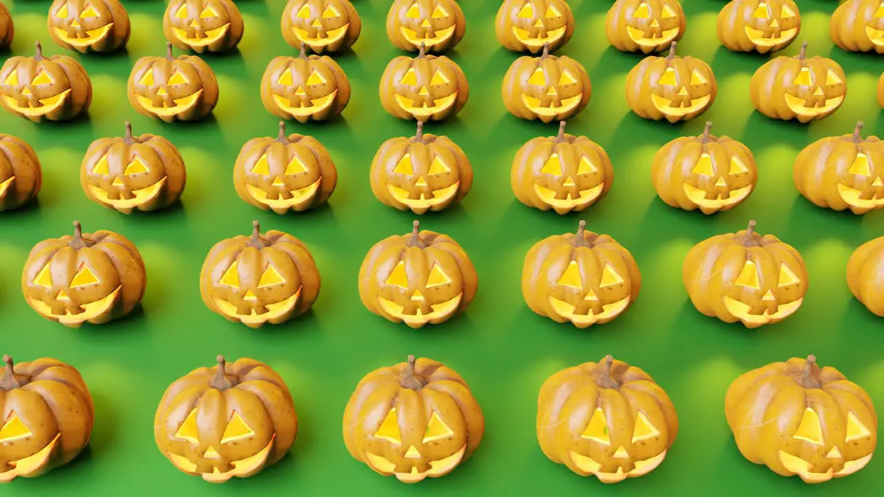 Halloween pumpkin decoration pattern on green background