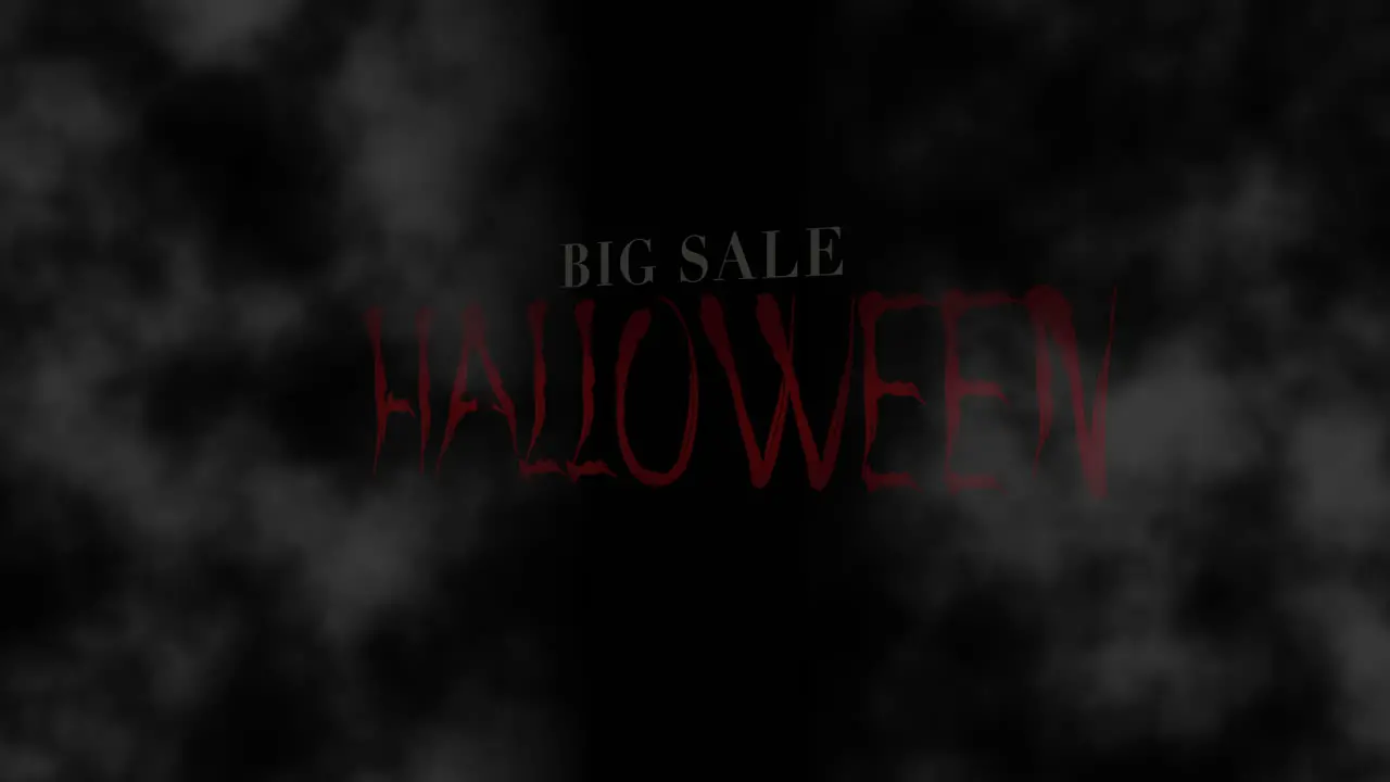 Halloween Big Sale on dark black space with fog