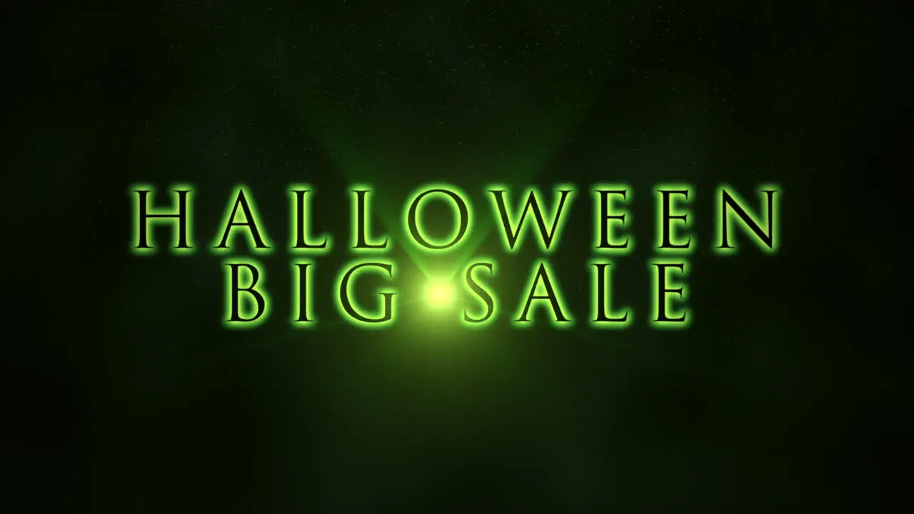 Halloween Big Sale with green light in dark space