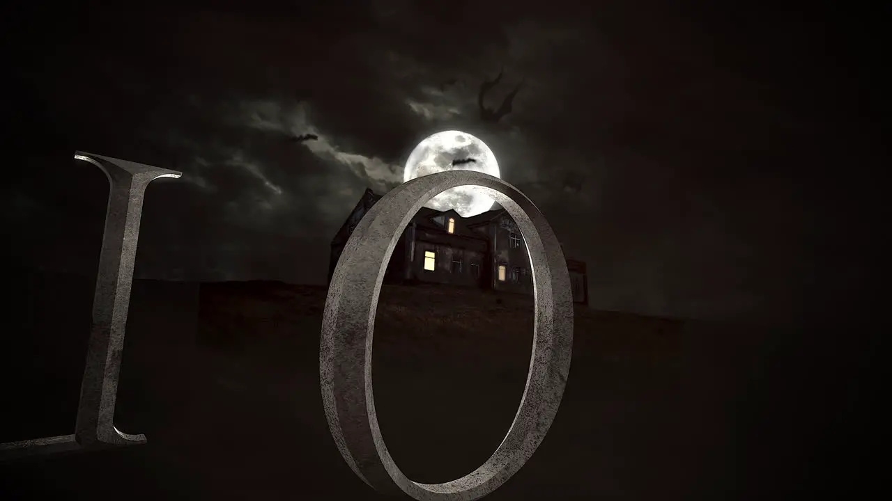 Halloween and mystical horror background with the house and moon