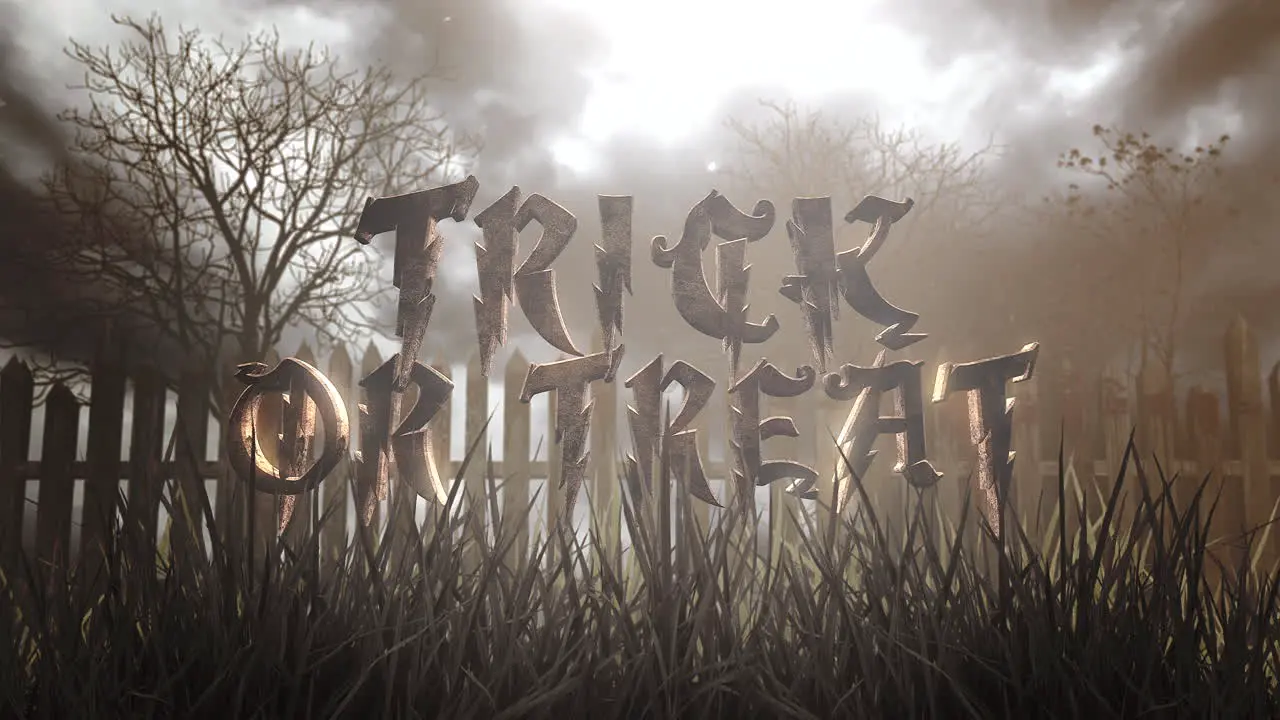 Trick Or Treat in mystery forest and dark sky