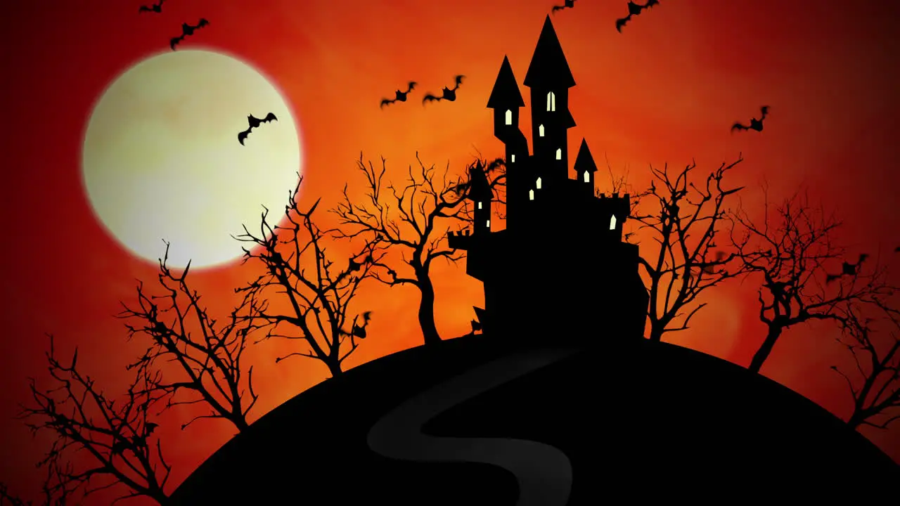 Halloween background animation with castle and moon 1