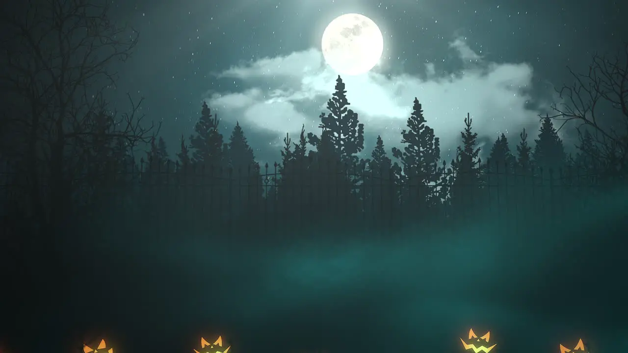 Halloween background animation with the forest and pumpkin