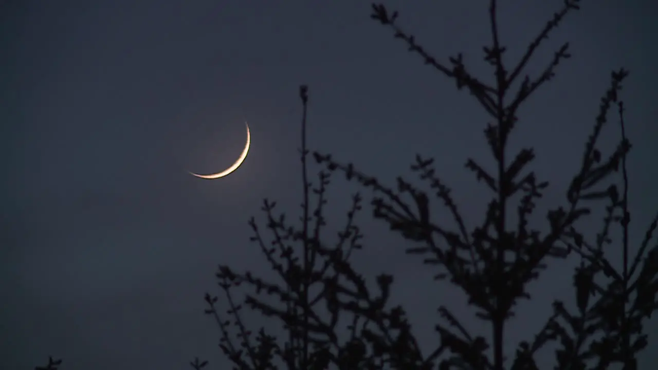 CRESCENT SILVER MOON AT NIGHT