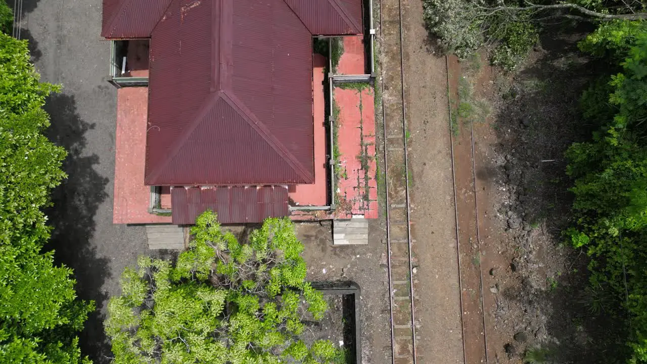 Overhead Drone Shot of Abandonded Train Station in Rural Costa Rica