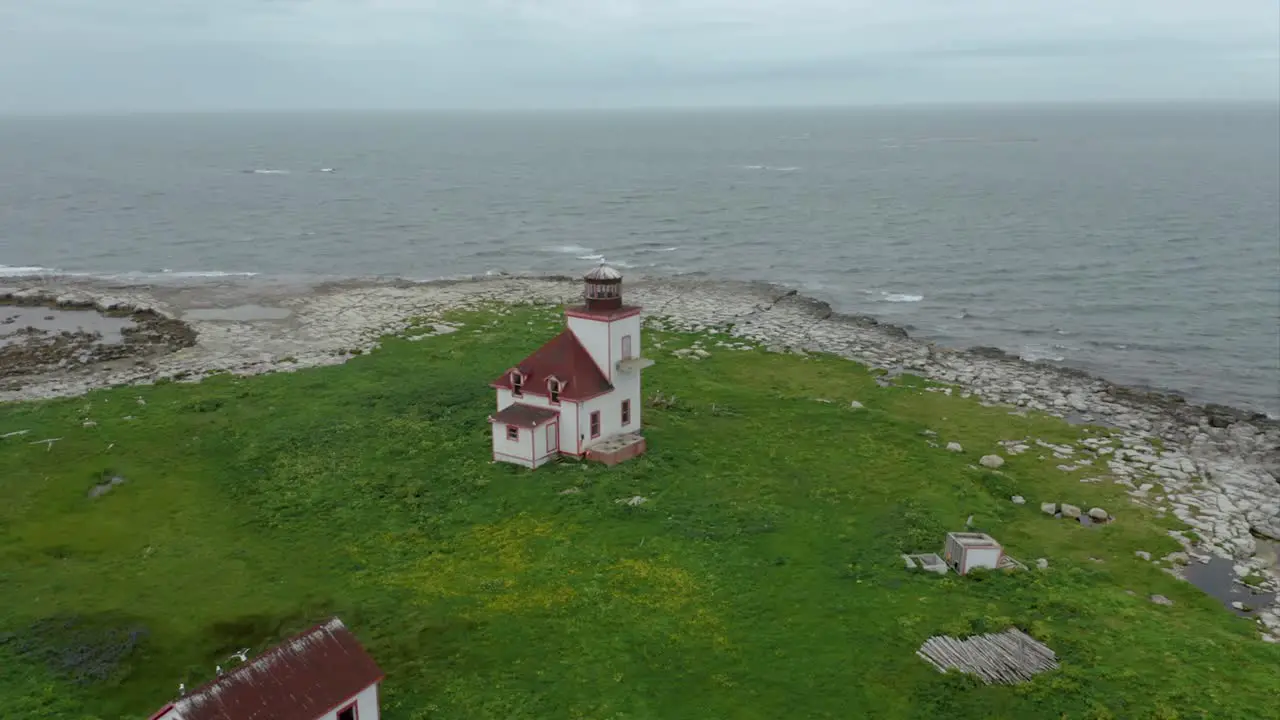 Abandoned Lighthouse on Island Newfoundland Drone Clip