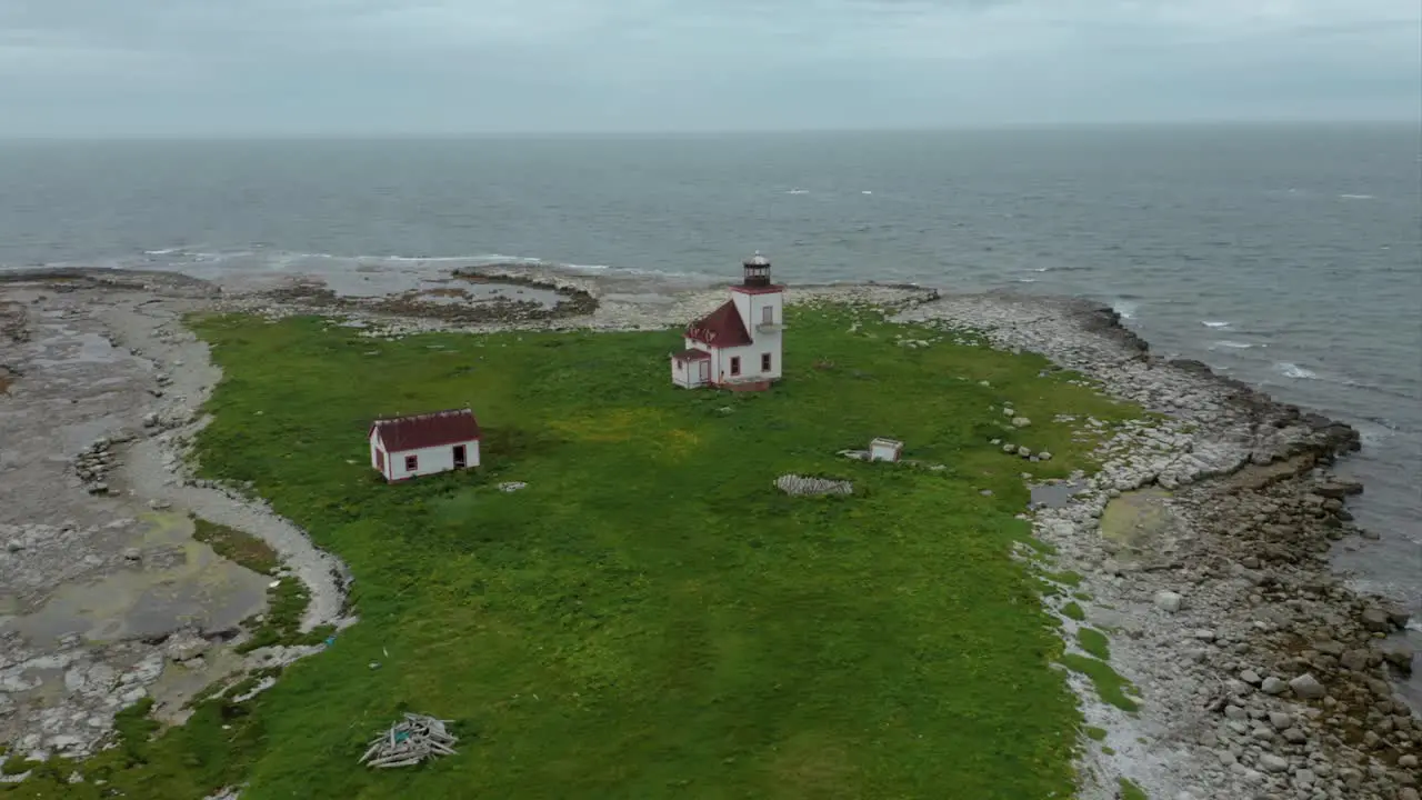 Abandoned Lighthouse on creepy Island Newfoundland Canada Drone Clip 4K