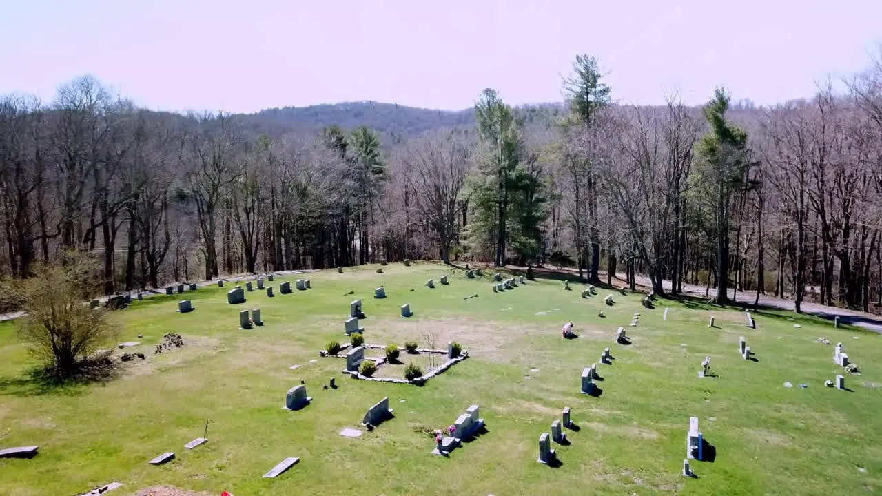 Aerial of Cemetery and Tombstones in North Carolina