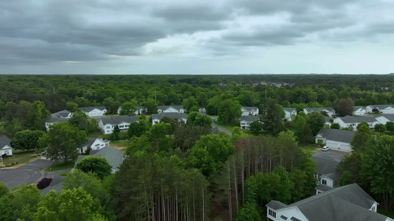 Thick storm clouds over a suburban area