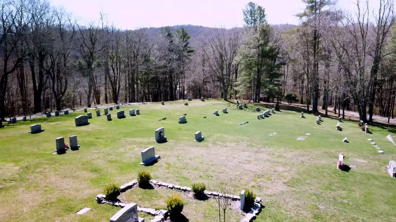 Aerial Cemetery flyover of tombstones