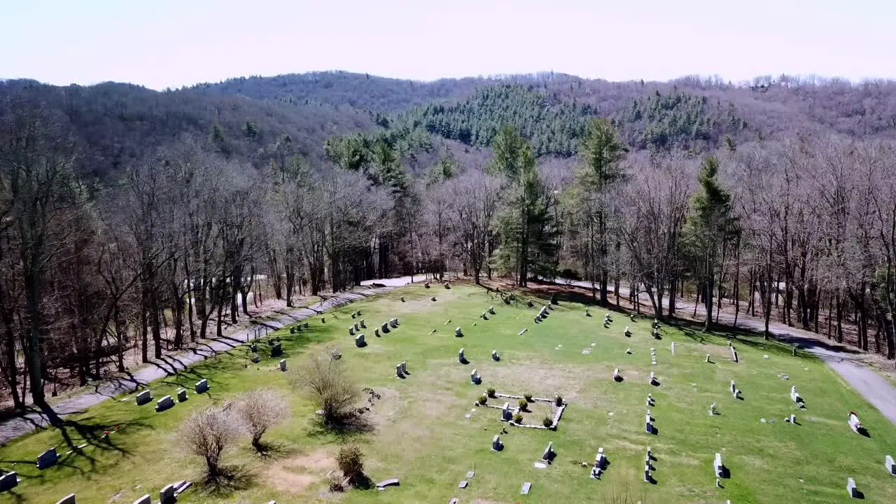 Graveyard in Mountains of North Carolina Aerial Push in 4k