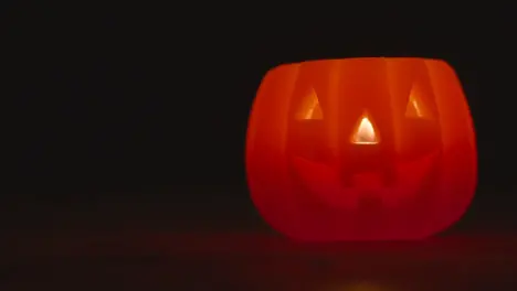 Halloween Pumpkin Jack-O-Lantern With Candle Made From Carved Out Pumpkin 3