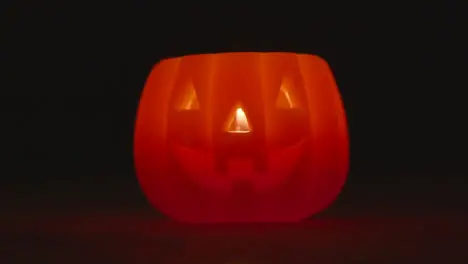 Halloween Pumpkin Jack-O-Lantern With Candle Made From Carved Out Pumpkin 2