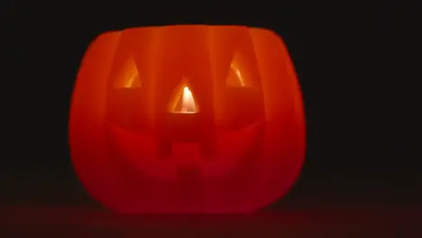 Halloween Pumpkin Jack-O-Lantern With Candle Made From Carved Out Pumpkin 1