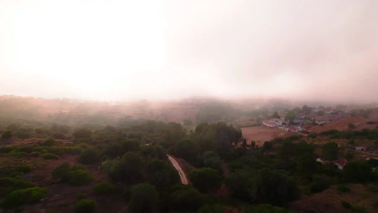 Aerial view of a foggy and mystical day on the coast of Portugal