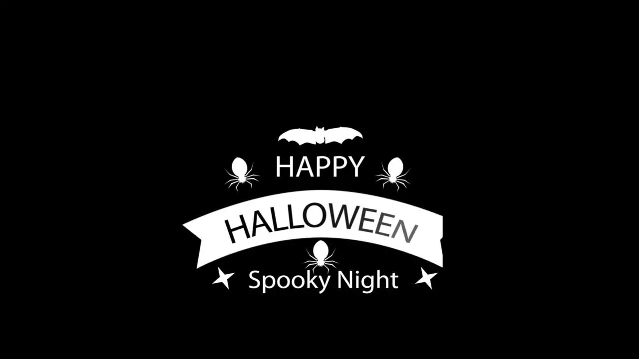 happy halloween and spooky night word motion graphics video transparent background with alpha channel