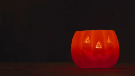 Halloween Pumpkin Jack-O-Lantern With Candle Made From Carved Out Pumpkin 5