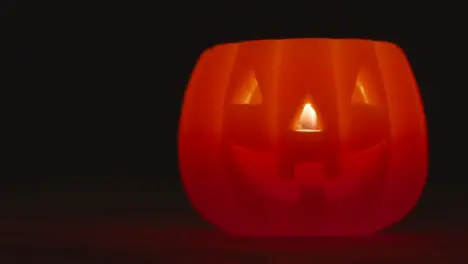 Halloween Pumpkin Jack-O-Lantern With Candle Made From Carved Out Pumpkin 4