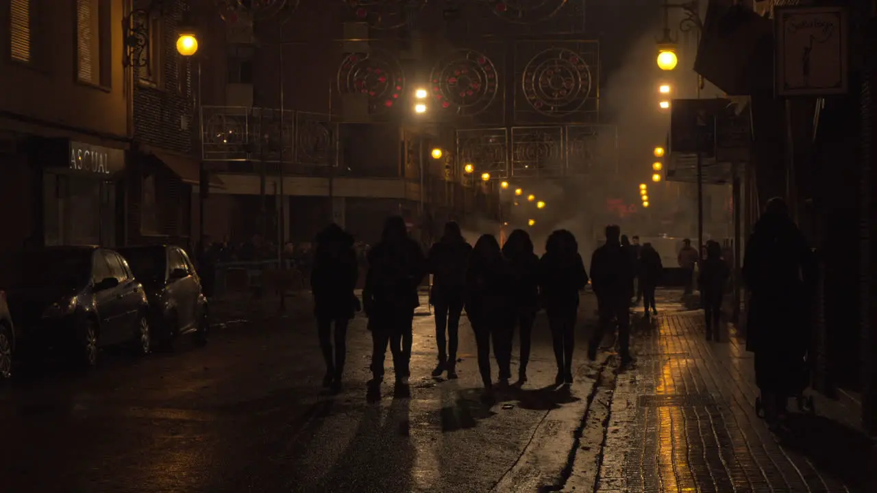 People in the street of Valencia after La Crema during the Fallas Spain