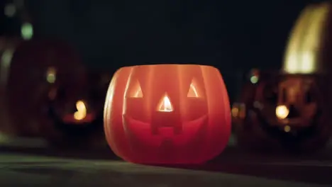 Halloween Pumpkin Jack-O-Lantern With Candle Made From Carved Out Pumpkin With Lights 3