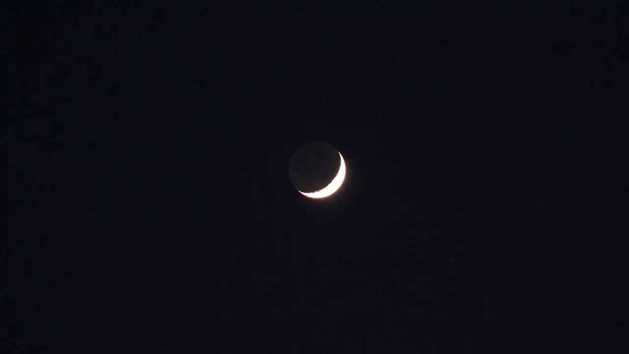 Moon Crescent In Black Sky