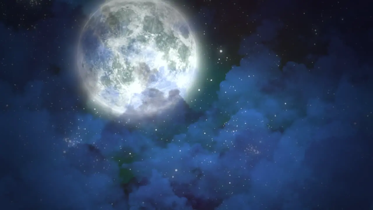 White big moon and mystical blue cloud