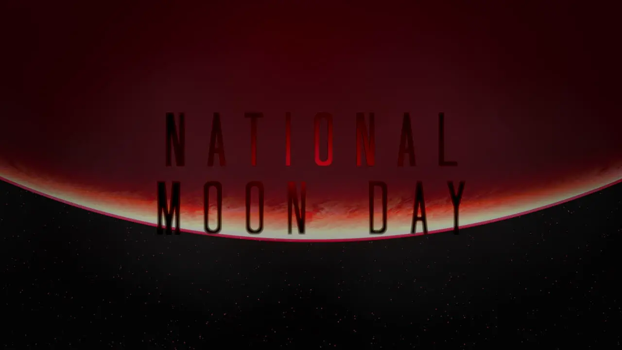 National Moon Day with big red planet in space