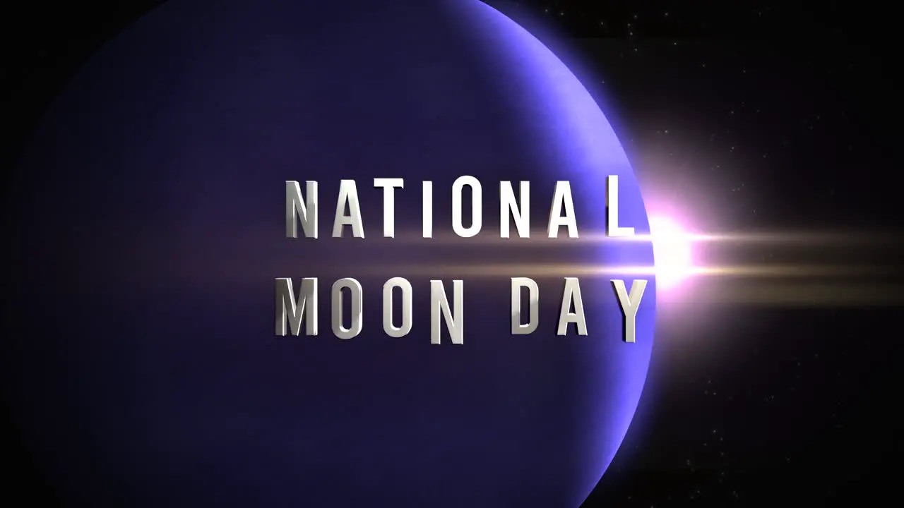 National Moon Day with flash of light and blue planet in space