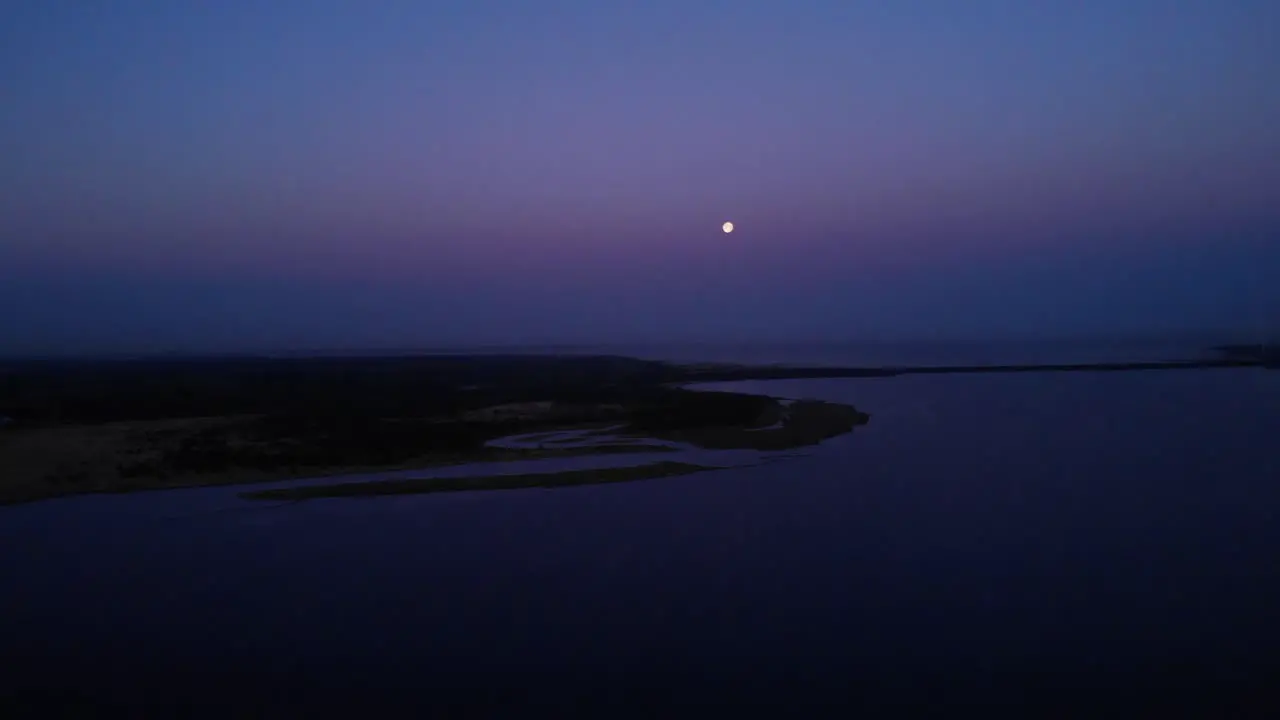 Calm Waters Of Brielse Meer At Nighttime aerial