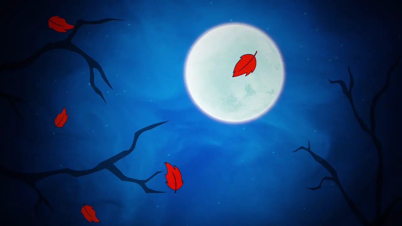 Halloween background animation with leaves and moon 2