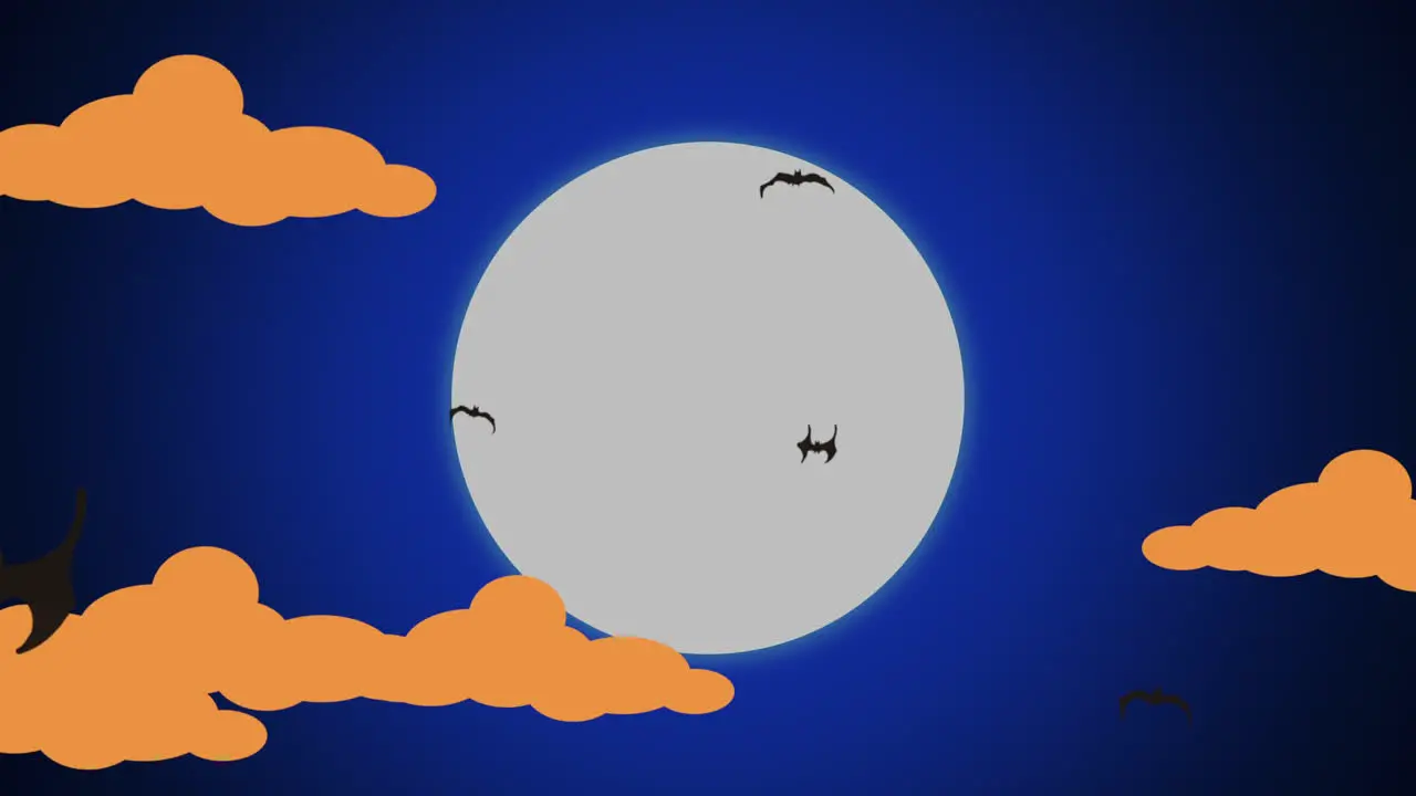 Fly bats and big moon with cloud in blue sky