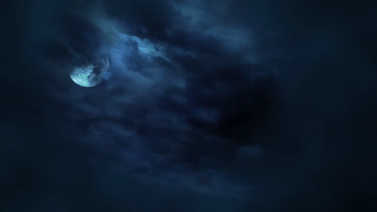 Mystical animation halloween background with dark moon and clouds 4