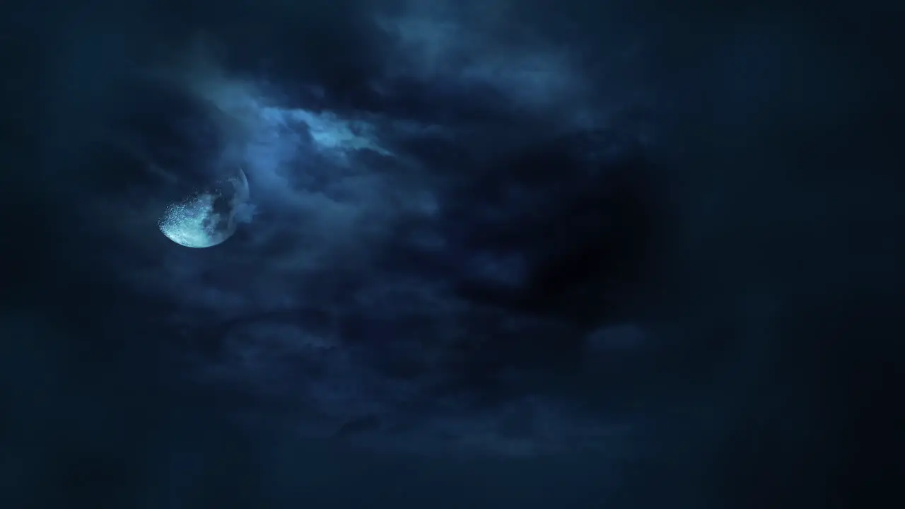 Mystical animation halloween background with dark moon and clouds 7