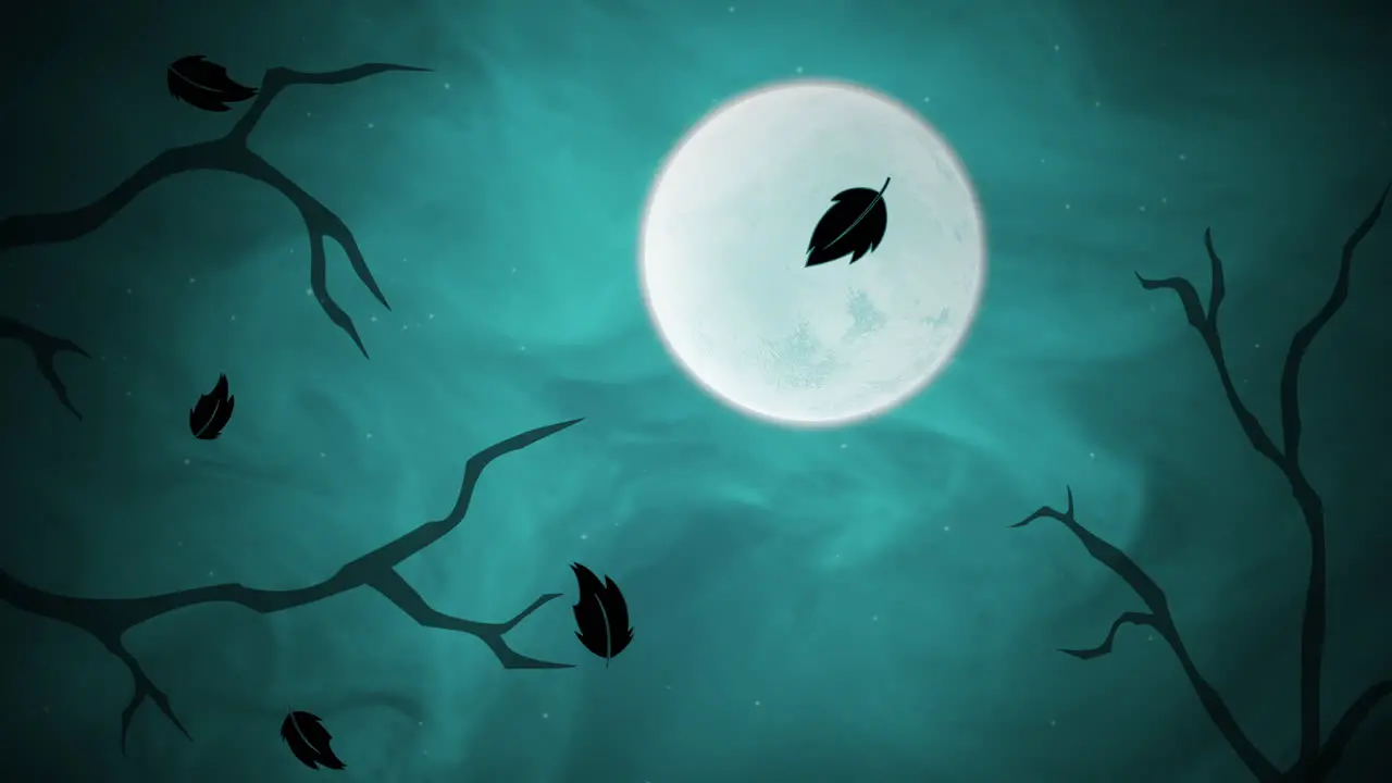 Halloween background animation with leaves and moon