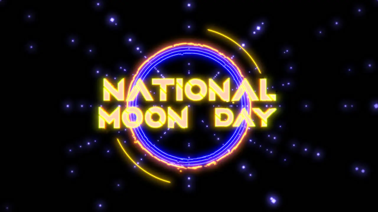 National Moon Day with blue circle and yellow triangle in galaxy