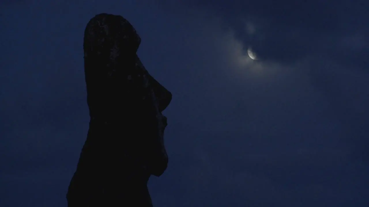 An Easter Island statue is silhouetted in the moonlight in this amazing time lapse