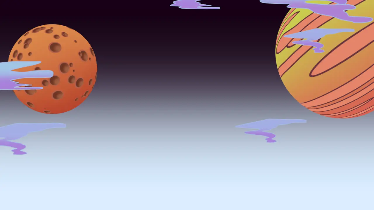 Cartoon animation background with moon and planet in space