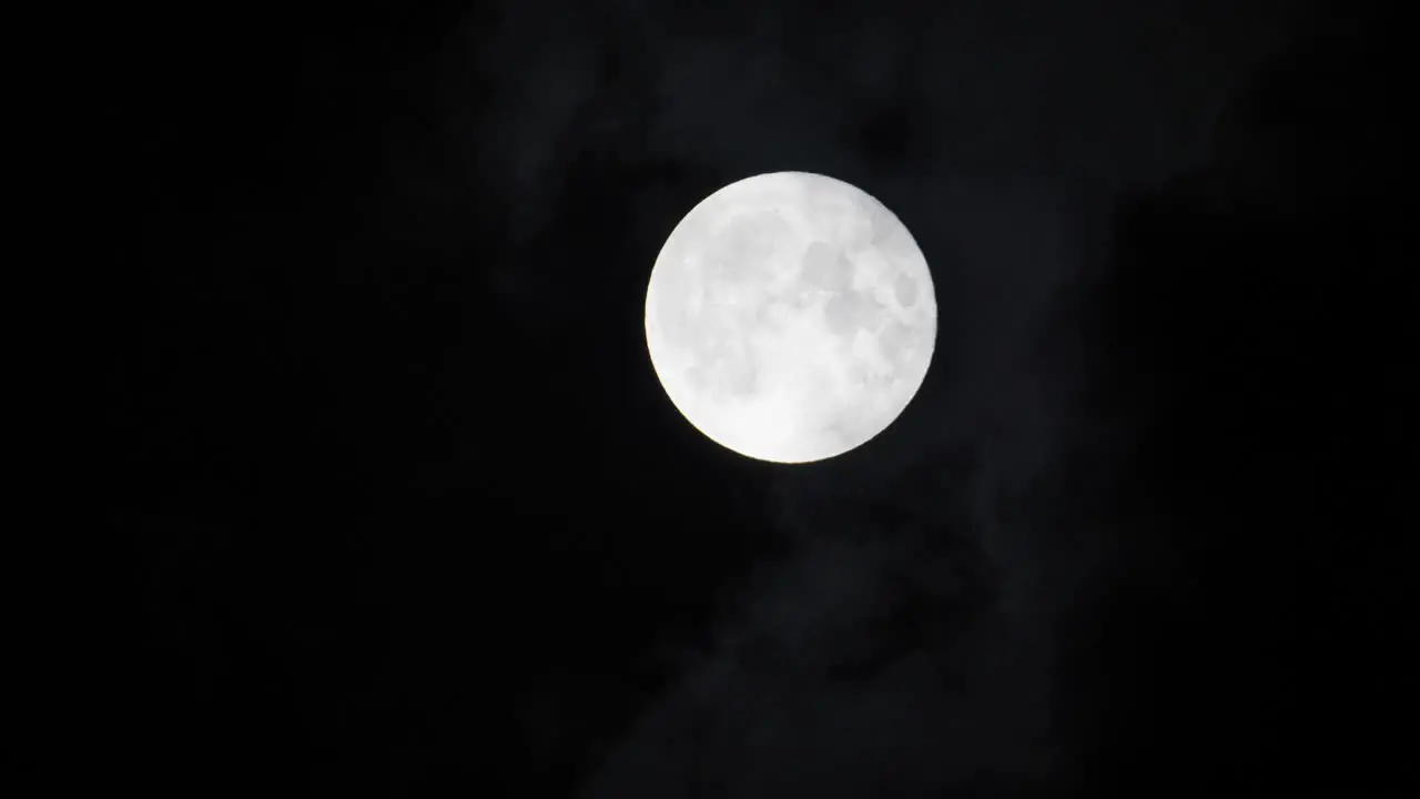 Moon With Thin Clouds Moving Close Up