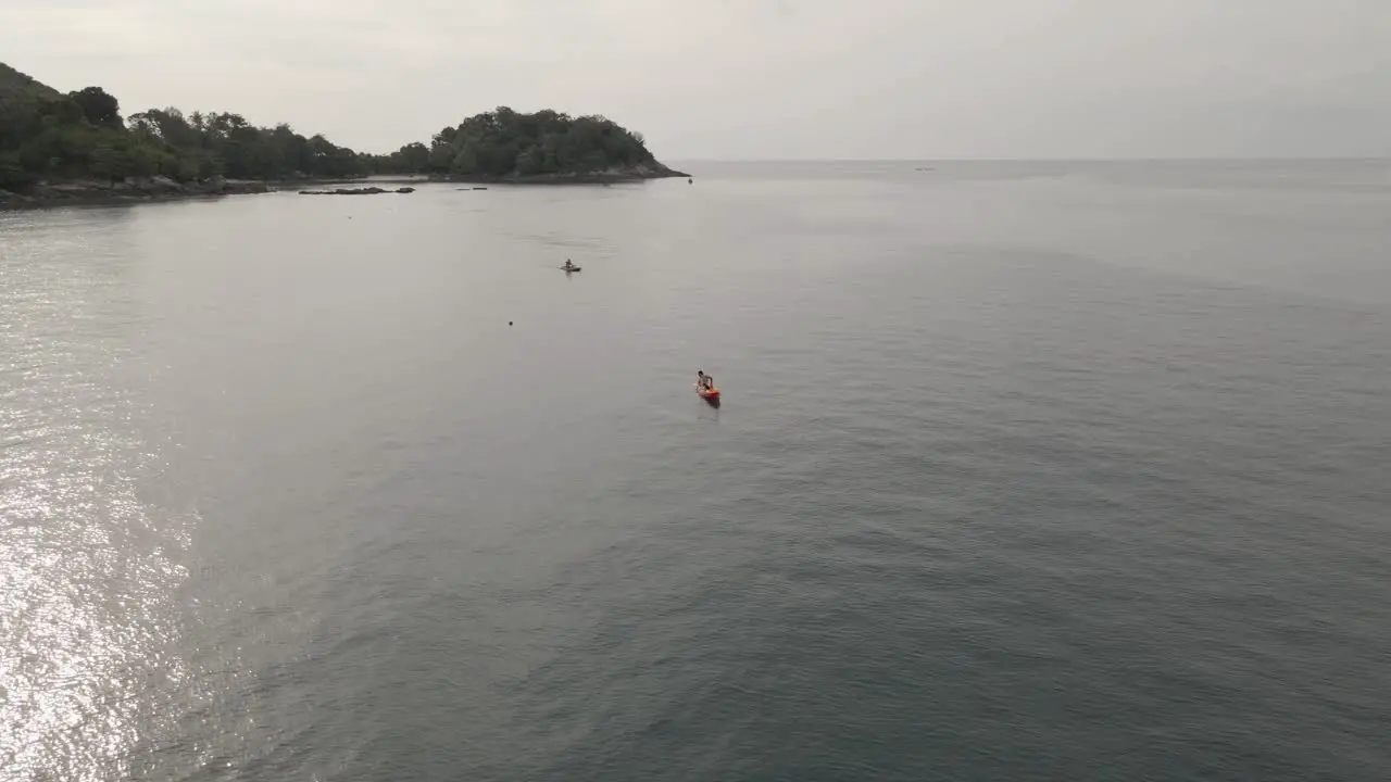 Canoeing in the ocean close to Thailand's beach