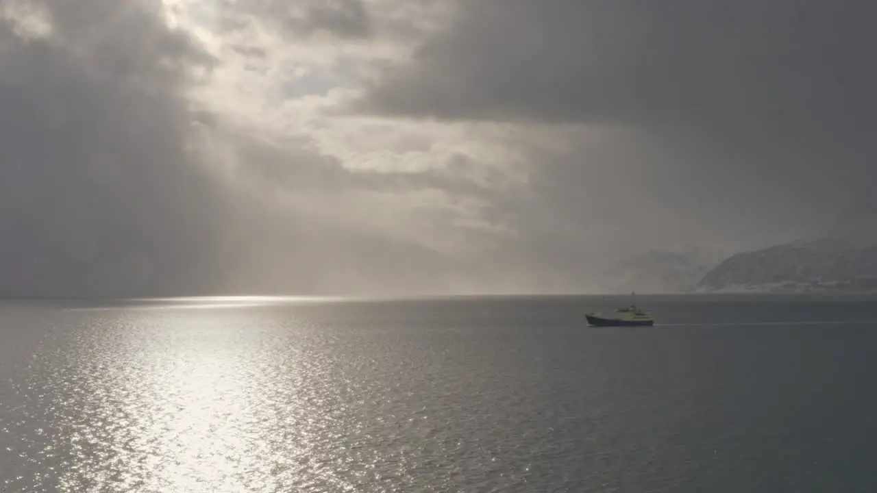 Fishing boat on a winter day in north Norway