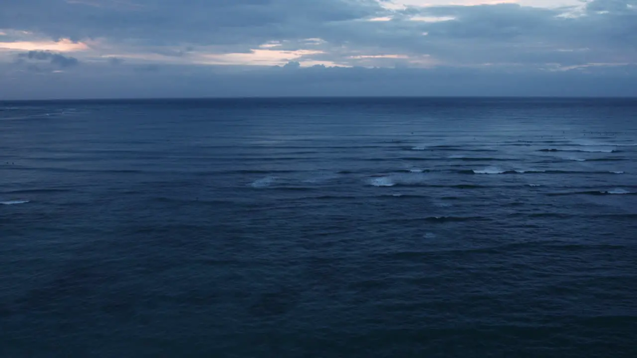 Deep Blue Waves Rolling in at Waikiki Bay With Brilliant Morning Cloudscape Hawaii Tilt Up