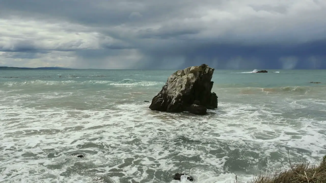 New Zealand Rock Rain And Waves