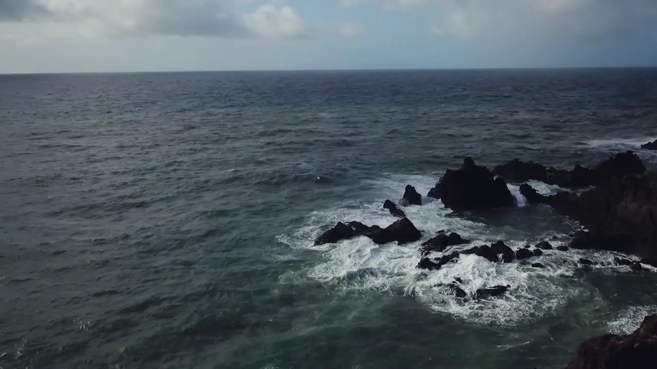 Drone shot of the ocean of Funchal in Madeira